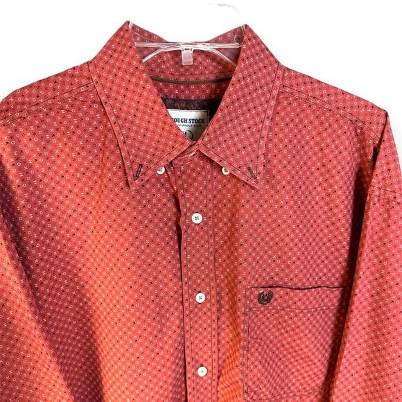 Nice red patterned rough stock by panhandle slim long sleeve dress shirt Large - Picture 3 of 5